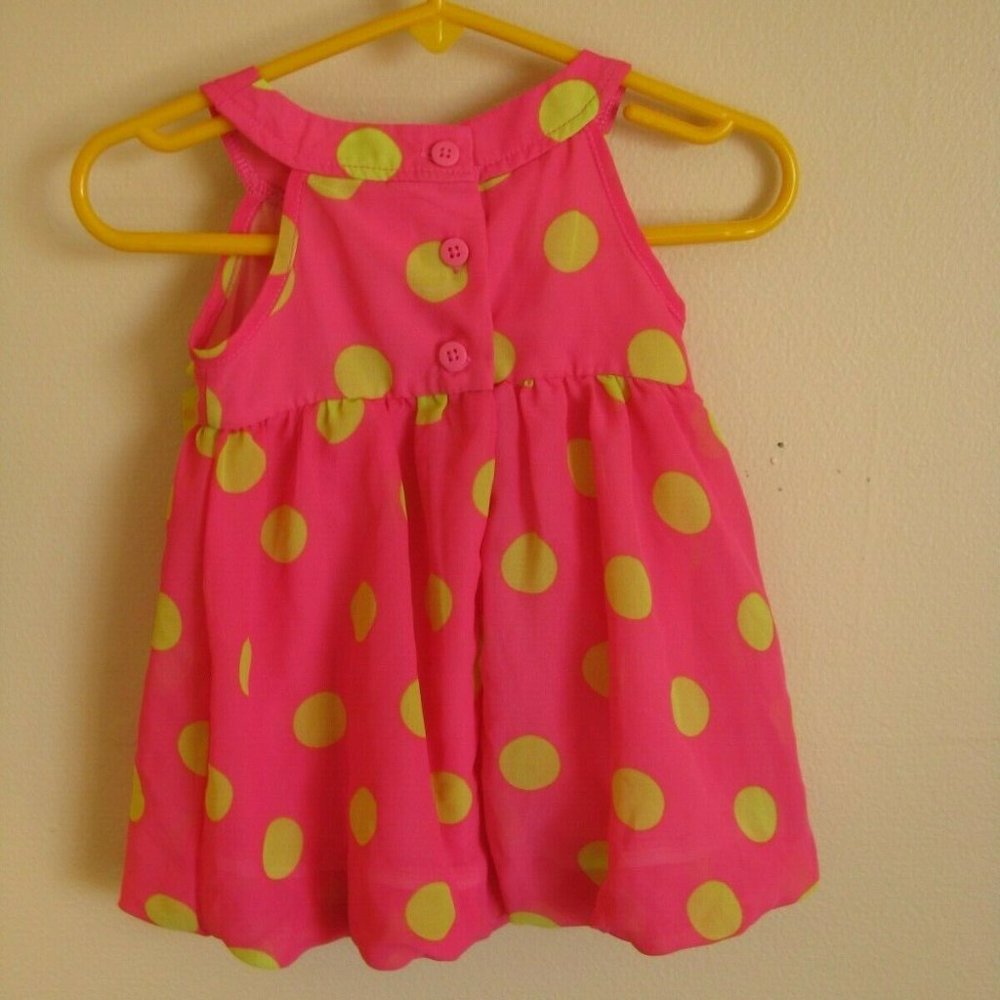 Good Lad Pink lime Polka Dot Baby dress 9 Months - Picture 2 of 6